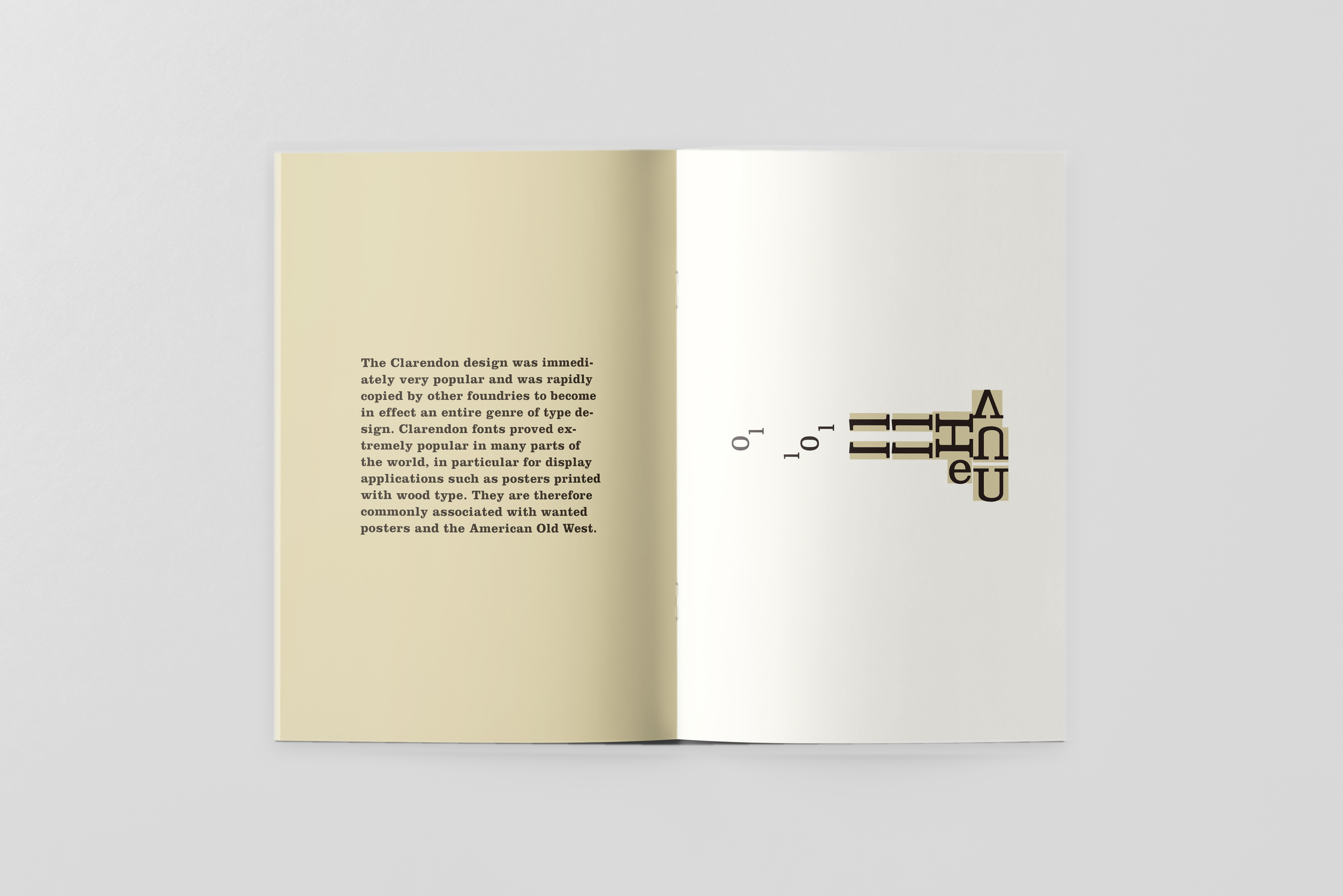 Clarendon history and typographic composition spread