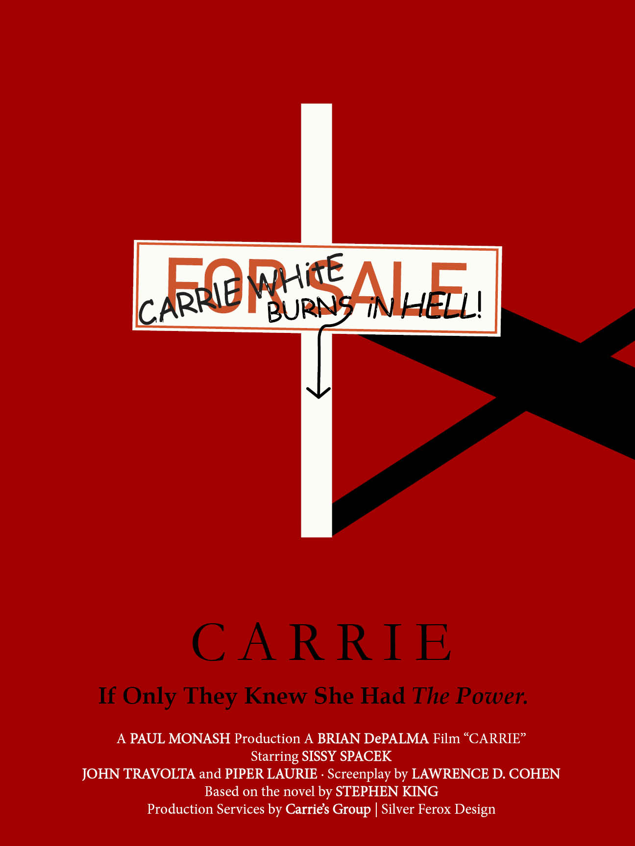 Carrie film poster using a For Sale sign